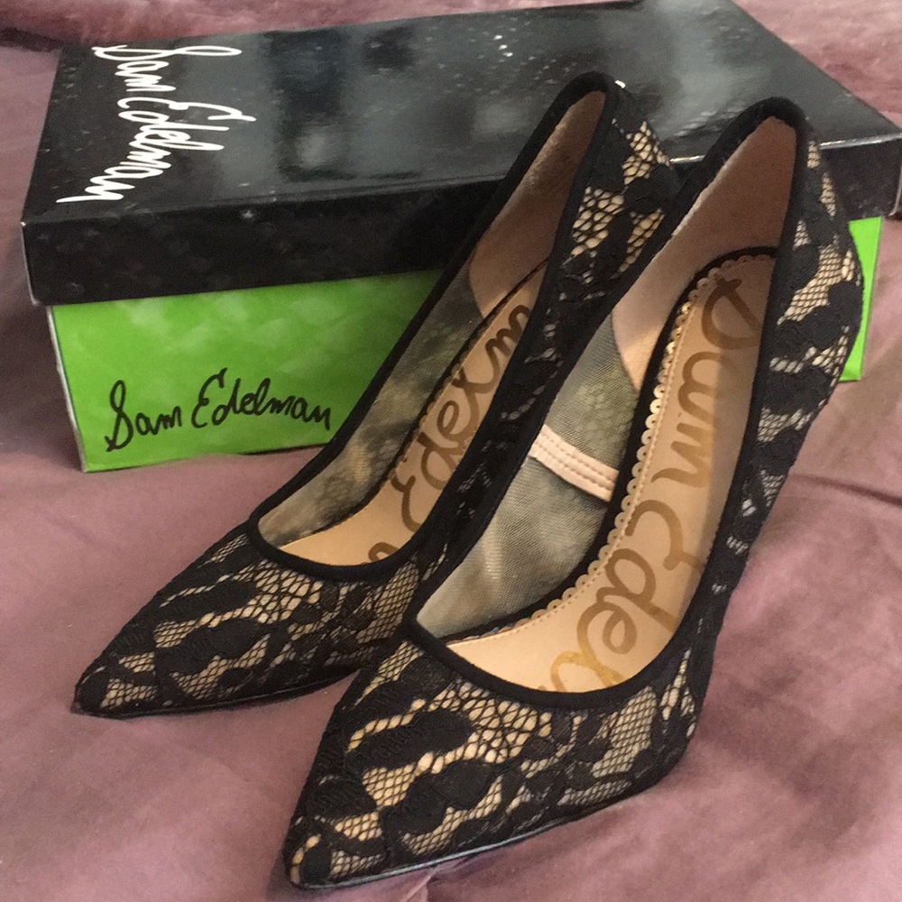 Sam Edelman Black Lace Pumps, size 6
